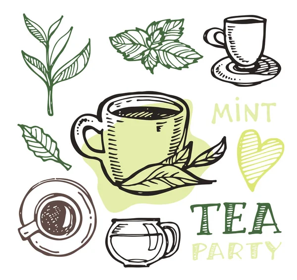 Hand drawn doodle tea set — Stock Illustration Hand Drawn Doodle Tea Set Royalty Free Stock Vectors