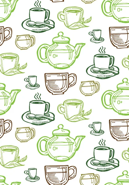 Χέρι Doodle Τσάι Μοτίβο Φόντου — Διανυσματικό Αρχείο
