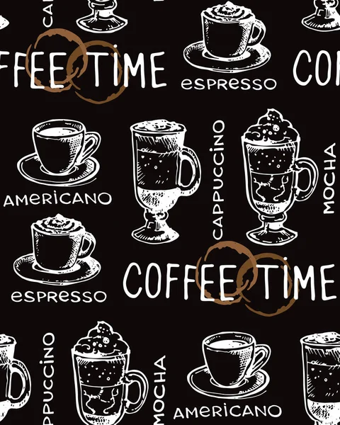 手绘涂鸦咖啡图案 — 图库矢量图片
