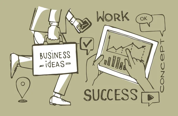 Ręcznie Rysowane Doodle Business Wzór — Wektor stockowy