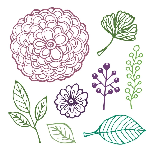 Fleur Feuille Printemps Gribouillées Dessinées Main Modèle — Image vectorielle