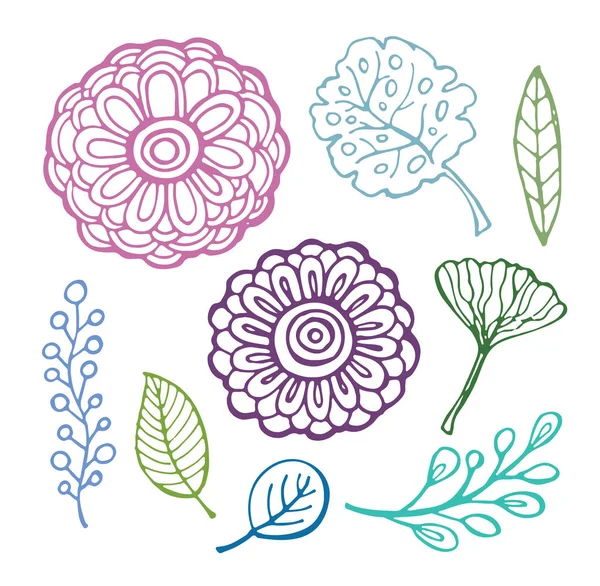 Fleur Feuille Printemps Gribouillées Dessinées Main Modèle — Image vectorielle
