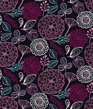 Elle çizilmiş doodle çiçek desenli