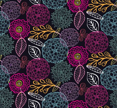 Elle çizilmiş doodle çiçek desenli