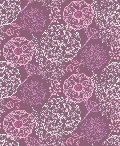 Padrão Floral Doodle Desenhado Mão — Vetor de Stock