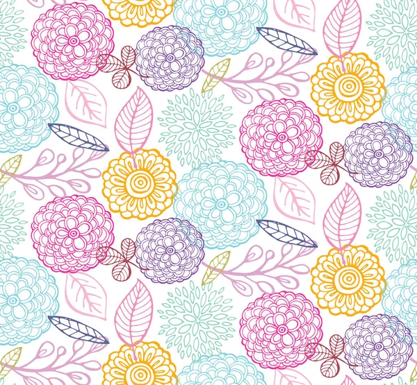 Dessiné Main Motif Floral Doodle — Image vectorielle