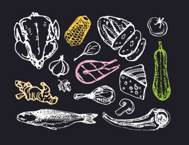 Sağlıklı gıda - elle çizilmiş karalamalar