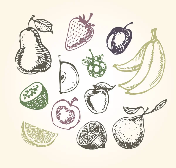 Gesunde Ernährung Handgezeichnete Doodles — Stockvektor