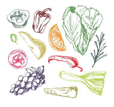 Elle çizilmiş doodle Mama seti