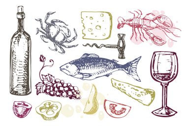 Elle çizilmiş doodle Mama seti