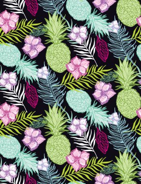 Elle çizilmiş doodle tropikal desen