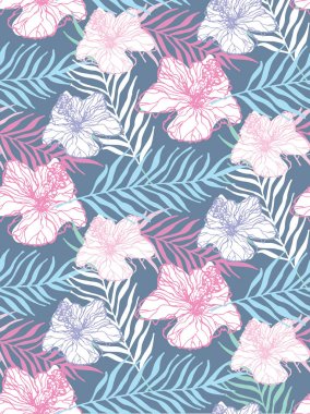 Elle çizilmiş doodle tropikal desen bırakır