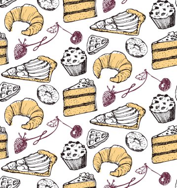 Elle çizilmiş doodle tatlı desen