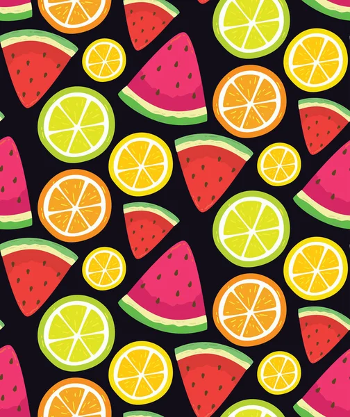 Muster Mit Zitrusfrüchten Und Wassermelone Eis — Stockvektor