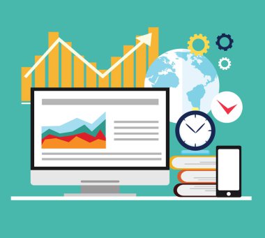 SEO - inforgaphic simge düz web seti