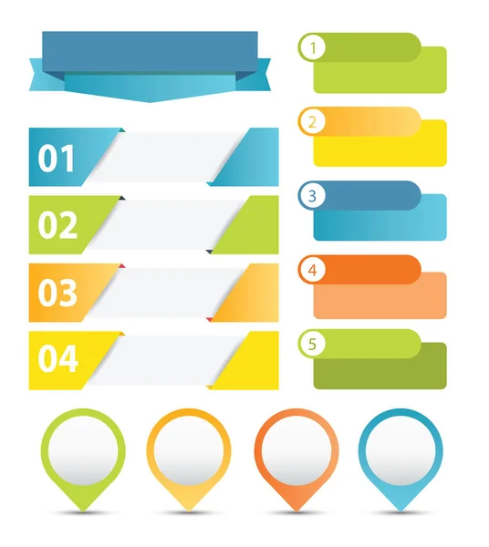 Infographic Color Web Design Elements Web Flat Icon Set — Stock Vector