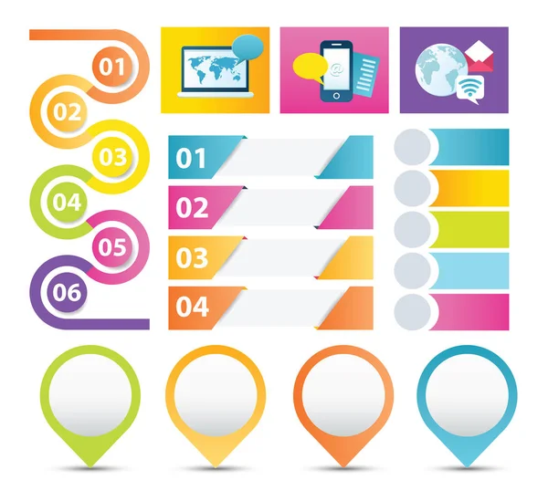 Infographic Color Web Design Elements Web Flat Icon Set — Stock Vector