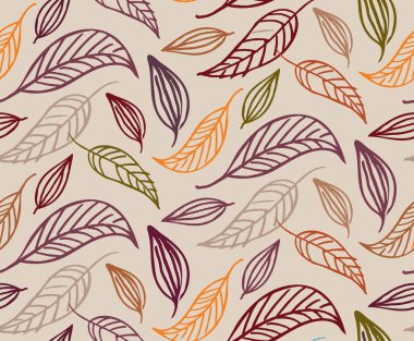 Sonbahar yaprakları - şirin el çizimi karalama şekli arkaplan duvar kağıdı dokusu