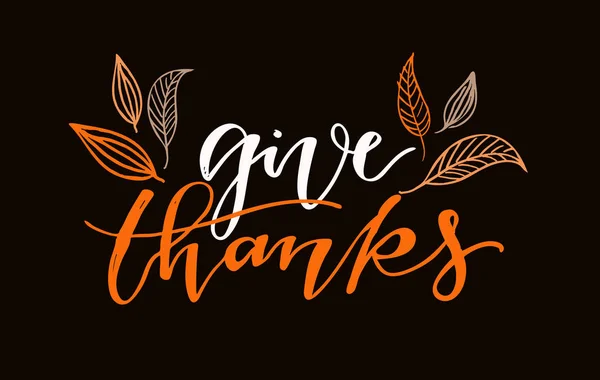Dankjewel Gelukkige Thanksgiving Dag Met Hand Getekend Briefkaart Sjabloon Banner — Stockvector
