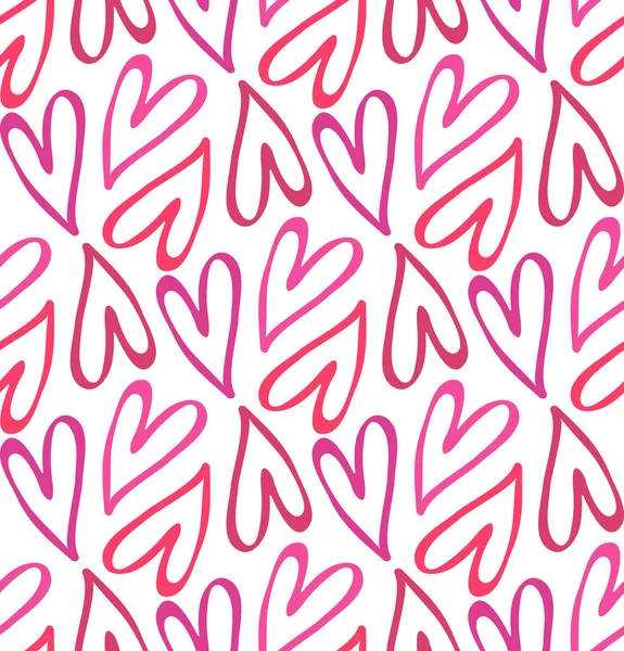 Lindo Dibujado Mano Doodle Patrón Fondo Con Corazón — Vector de stock