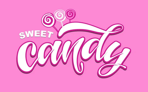 Sweet Candy Bar Cute Hand Drawn Doodle Lettering Label Template — Stock Vector