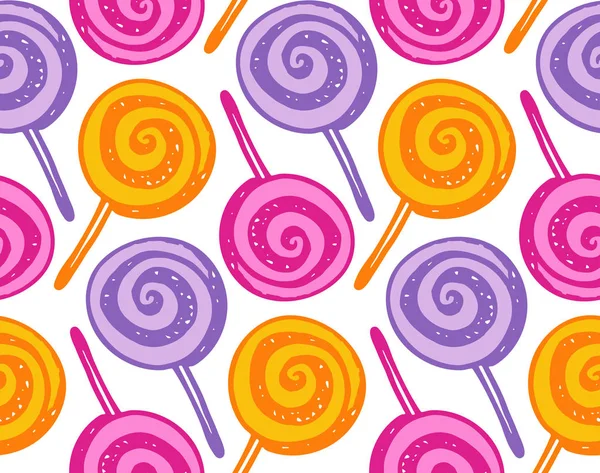 Piękne Strony Rysowane Doodle Wzór Tła Słodkimi Cukierkami — Wektor stockowy