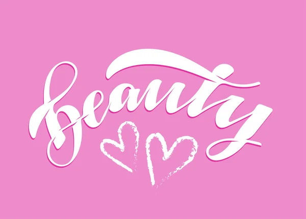 Beauty Beauty Box Bonito Mão Desenhada Rabiscar Lettering Rótulo —  Vetores de Stock