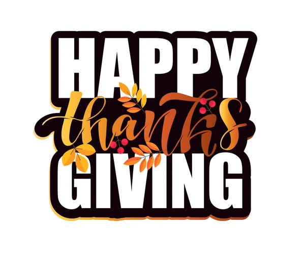 Благодарите Счастливый День Благодарения Ручной Рисунок Надписи Этикетки Искусства Концепция — стоковый вектор
