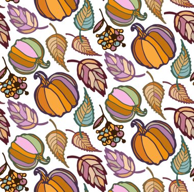 Sevimli sonbahar el karalama desenli arkaplan desenli duvar kağıdı kumaşı