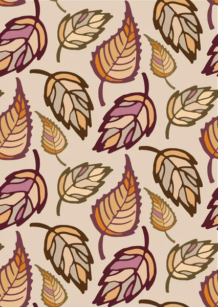 Cute Jesień Strony Rysowane Doodle Wzór Tła Tekstury Tapety Tkanina — Wektor stockowy