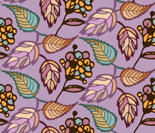 Cute Jesień Strony Rysowane Doodle Wzór Tła Tekstury Tapety Tkanina — Wektor stockowy