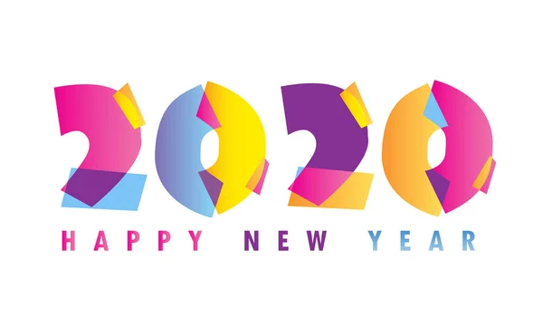 快乐新2020年 可爱的模板海报横幅艺术 新年快乐 — 图库矢量图片