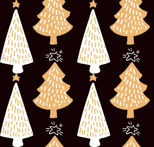 Lindo Dibujado Mano Doodle Patrón Navidad Fondo Papel Pintado Tela — Vector de stock