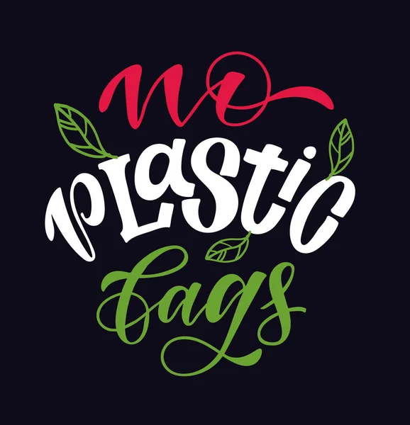 Plastic Plastic Fantastic Cute Hand Drawn Doodle Lettering Poster Eco — 스톡 벡터