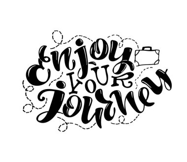 Seyahat yaşam tarzı ilham alıntısı, el çizimi yazı posteri. Parmak izleri için motivasyon tipografisi. Kaligrafi grafik tasarım öğesi. Etiket vektör illüstrasyonu