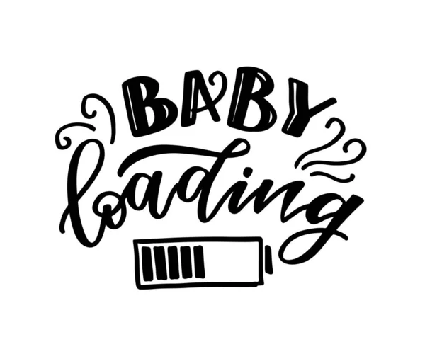 赤ちゃんの読み込み かわいい手描きのドアレタリングはがき ベビーシャワー — ストックベクタ