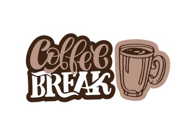 Kahve dükkanı ya da kafe için çizilmiş el yazısı. El yapımı klasik tipografi ifadesi, tırnak içinde, beyaz arka planda izole edilmiş. Vektör