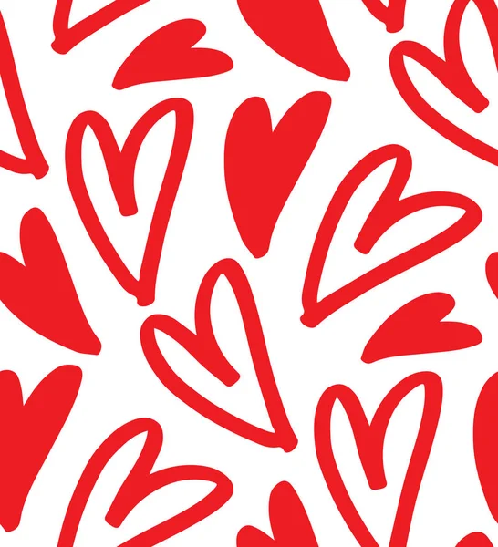 Leuke Met Hand Getekende Doodle Patroon Achtergrond Met Harten Valentijnsdag — Gratis stockfoto