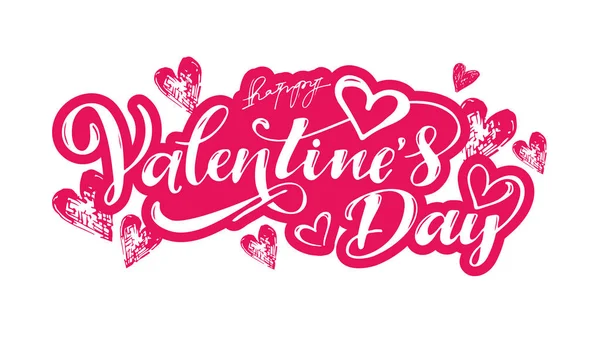 Dibujado Mano Día San Valentín Tipografía Texto Insignia Icono Cartel — Vector de stock