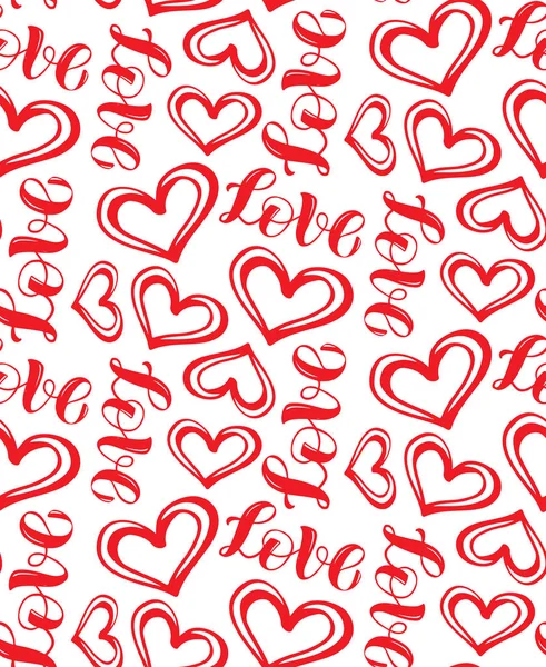 Симпатичный Ручной Рисунок Рисунок Рисунок Фон Сердцем Любовный Шаблон — стоковый вектор