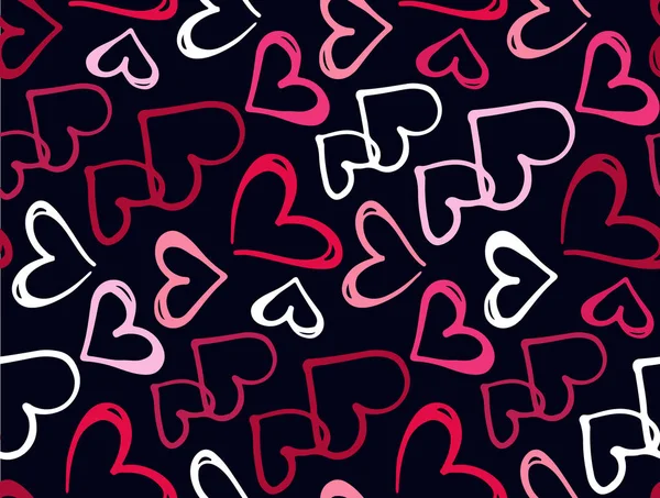 Niedlichen Handgezeichneten Doodle Muster Hintergrund Mit Herz Liebesmuster — Stockvektor