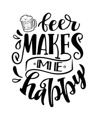 Bira hakkında klasik tarzda alıntı yapan bir poster. Kaligrafik pankart ve tişört izi. Bar veya bar menüsü tasarımı için el çizimi pankart. Vektör illüstrasyonu