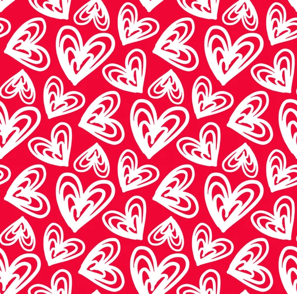 Cute Hand Drawn Doodle Pattern Background Heart Love Pattern — Stock Vector