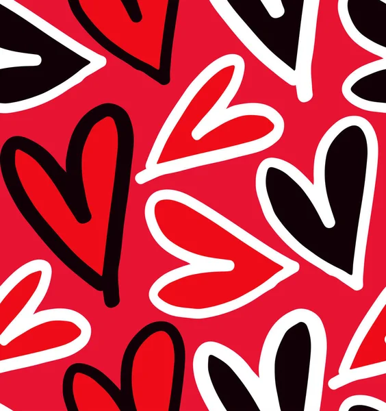 Mignon Dessin Main Motif Doodle Fond Avec Coeur Modèle Amour — Image vectorielle