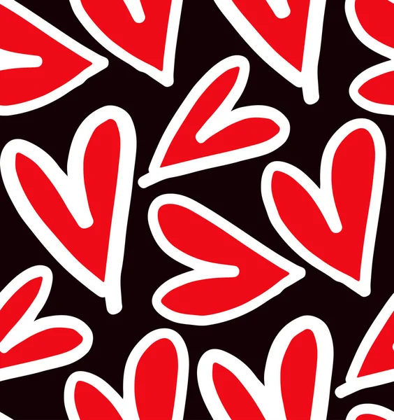 Cute Hand Drawn Doodle Pattern Background Heart Love Pattern — 스톡 벡터