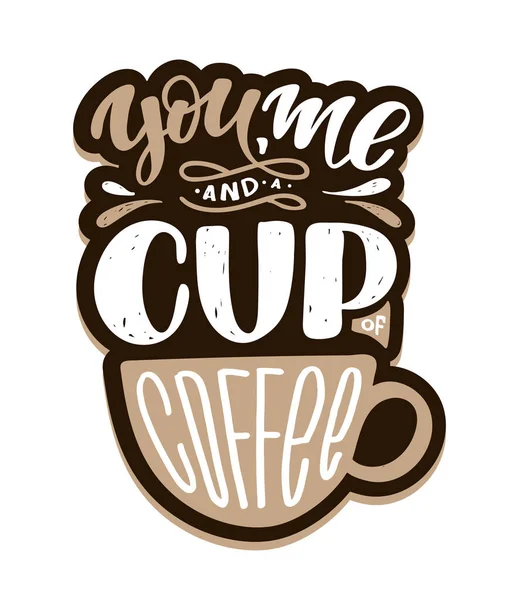 Mão Lettering Citação Com Esboço Para Café Café Frase Tipográfica —  Vetores de Stock