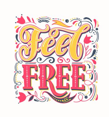 Çekinme - şirin el çizimi karalama posteri. Hayat hakkında ilham alıntısı. Vektör sanatı.