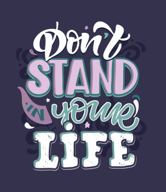 Hayat hakkında ilham alıntısı. El çizimi karalama, kartpostal afişi. Motivasyon poster sanatı.