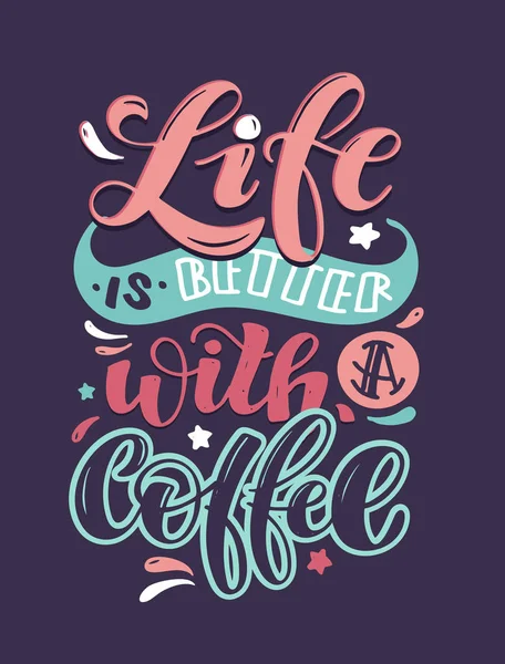 Inspirationszitat Handgezeichnetes Doodle Plakat Über Kaffee — Stockvektor