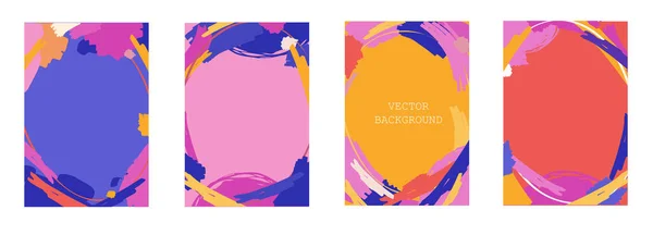 Abstract Color Hand Drawn Doodle Background Template Design Elements Set — Stock Vector